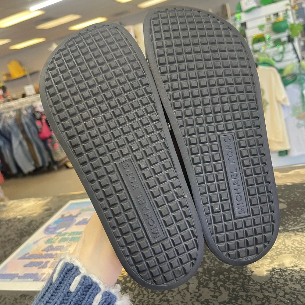 Michael Kors Black and White Slide Sandals - Picture 4 of 5